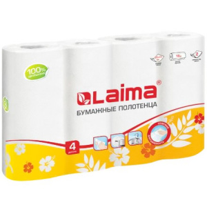 Полотенца 2 сл. 4 рулонаLAIMA белые (16 шт.) 128725