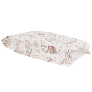 Пакет бумажный 210х110+40 белый с печатью Фаст фуд Влагостойкий (1005000 шт.)