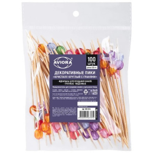 Пики деревянные 120 мм Кристалл разноцветный с гранями (100 шт.) AVIORA (150 шт.) 491-054 1