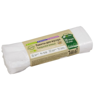 Мешок дмусора ПНД 30 л (20 шт.) рулон белый ЭКОЛАЙФ (145 шт.) ЭЛБ302045Б