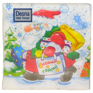 Салфетка 24х24 (1 сл.) 40 Desing Дед мороз с подарками (132 шт.) 57536