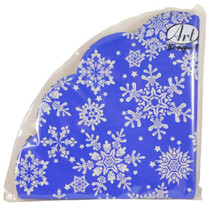 Салфетка круглая (3 сл.) 12 л. Rondo Серебряные снежинки на синем (115 шт.) 57735