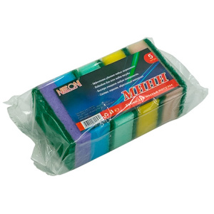 Губка дпосуды Мини с чистящим слоем (5 шт.) NEON 75х49х22 (136 шт.)