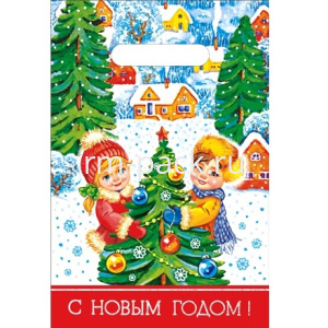 Пакет с прорубной ручкой ПВД 20х30 (30 мкм) "Зимние забавы" (100/2000 шт.) Интерпак