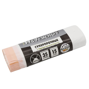 Мешок дмусора ПСД 35 л (15 шт.) рулон с завязками белый НАДЕЖНЫЕ (130 шт.) ВЗ0351517