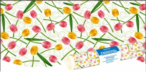 Скатерть в рулоне ПВД 120х160 (35 мкм) Солнечные тюльпаны (5 шт.) (125 шт.) Интерпак