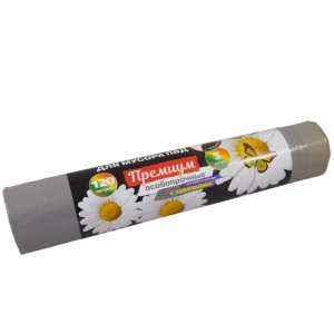 Мешок дмусора ПВД 120 л (5 шт.) рулон с завязками серый ПРЕМИУМ (124 шт.) ПЗВ-120524С