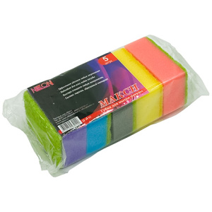 Губка д/посуды "Макси" с чистящим слоем (5 шт.) NEON 80х55х34 (1/36 шт.)