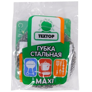 Губка металлическая  (1 шт.) 30 г в инд. упаковке Textop (1120 шт.) Т023