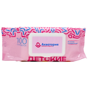 Салфетки влажные(100 шт.) Акватория Детские С КЛАПАНОМ (124 шт.)