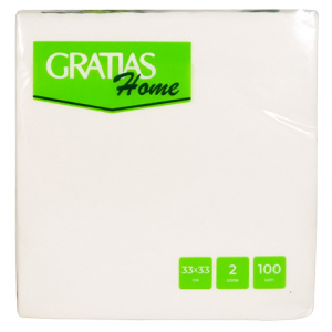 Салфетка 33х33 (2 сл.) 100 белая Gratias (1/20 шт.)