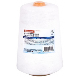 Нить для прошивки документов, лавсановая, ЛШ-210, 1000м, BRAUBERG БЕЛАЯ (15 шт.) 608921 1