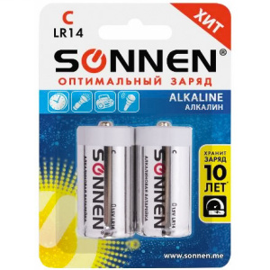 Элемент питания alkaline LR14 BL2 SONNEN Блистер (2 шт.)