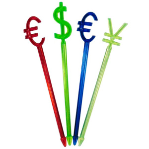 Пики пласт. Валюта цветная 82 мм (300 шт.) (120 шт.)