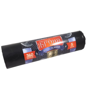 Мешок дмусора ПВД 360 л  (5 шт.) рулон 2-х слойный БРОНЯ (18 шт.) ВР-0015