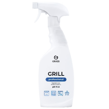 Средство для удаления нагара 0,6 л "Grill" спрей щелочное "GRASS Professional" (1/8 шт.) 125470