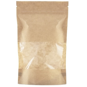 Пакет бумажный Doypack 140х225 (40+40) мм крафт с прозрачный1