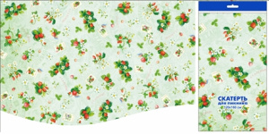 Скатерть ПВД 120х180 (35 мкм) Земляника (150 шт.) Интерпак