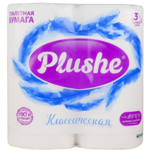 Туалетная бумага 3 сл. 4 шт. Plushe Deluxe Light Классическая (112 шт.)