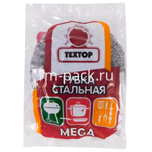 Губка металлическая  (1 шт.) 40 г в инд. упаковке "Textop" (1/120 шт.) Т012