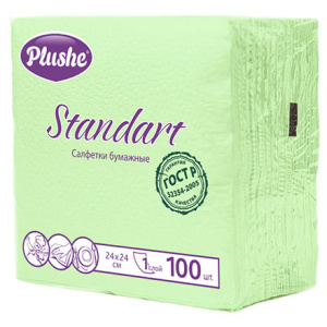 Салфетка 24х24 (1 сл.) 100 л. Plushe Standart салатовая (120 шт.) 9896