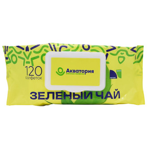 Салфетки влажные(120 шт.) Акватория Зеленый чай С КЛАПАНОМ (116 шт.)