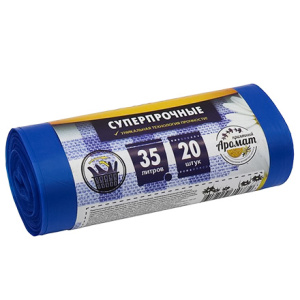 Мешок дмусора ПСД 35 л (20 шт.) рулон с ушками синий НАДЕЖНЫЕ (120 шт.) ВЛ03520У