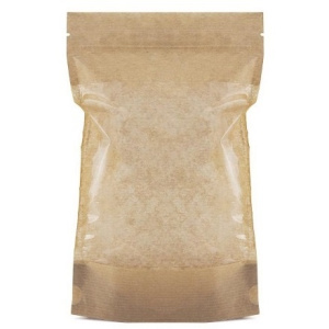 Пакет бумажный Doypack 150х240 (35+35) мм крафт с большим окном (500 шт) 121-007 1