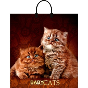 Пакет с пластиковой ручкой ПВД 40х44 (100 мкм) Бэбикэтс лам. (10100 шт.) Интерпак