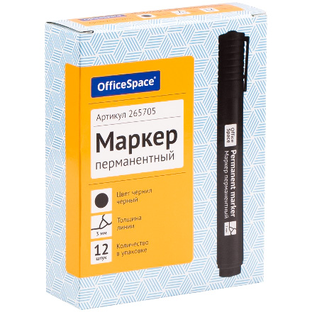 Маркер перманентный OfficeSpace ЧЕРНЫЙ 3 мм (112 шт.) 2
