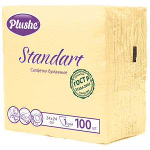 Салфетка 24х24 (1 сл.) 100 л. Plushe Standart желтая (120 шт.) 9896