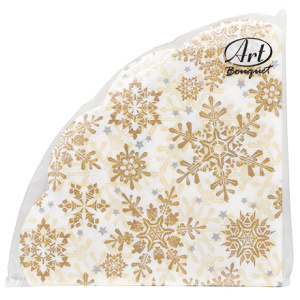 Салфетка круглая (3 сл.) 12 л. Rondo Золотые снежинки (115 шт.) 57527