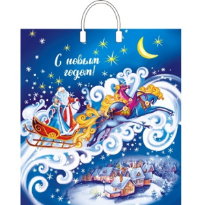 Пакет с пластиковой ручкой ПВД 40х44 (100 мкм) Ночка лам. (10100 шт.) Интерпак