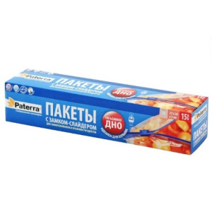Пакеты со слайдером дзамораж. и хран.3,0 л. (15 шт.) Paterra (124 шт.) 109-004