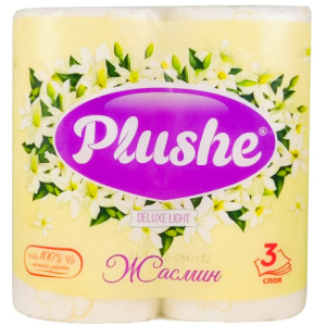 Туалетная бумага 3 сл. 4 шт. Plushe Deluxe Light Жасмин (112 шт.)