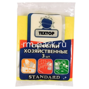 Салфетка вискозная 30х35 (3 шт.) "Стандарт Textop" желтые (1/150 шт.)