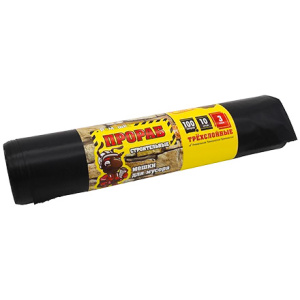 Мешок дмусора ПВД 100 л (10 шт.) рулон черный ПРОРАБ (110 шт.) ПБ-10010103сл