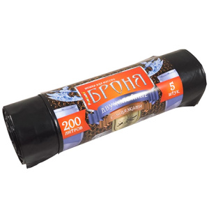 Мешок дмусора ПВД 200 л (5 шт.) рулон с завязками БРОНЯ (110 шт.) ЗВБ-200510Ч