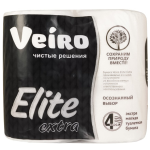 Туалетная бумага 4 сл. 4 шт. Veiro Elite Extra Белая (110 шт.) арт. 9С44