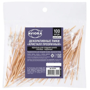 Пики деревянные  90 мм Кристалл прозрачный (100 шт.) AVIORA (150 шт.) 491-052 1