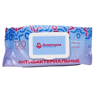 Салфетки влажные(120 шт.) Акватория Антибактериальные С КЛАПАНОМ (116 шт.)