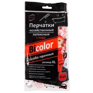Перчатки резиновые прочные "BICOLOR" черно-красные XL (1 пара) (1/12/120 шт.)