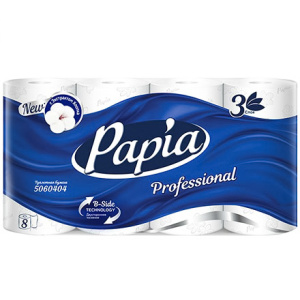 Туалетная бумага 3 сл. 8 шт. Papia Professional Белая (17 шт.) 5080998