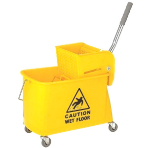 Уборочная тележка одноведерная 20 л с отжимом на колесах ЖЁЛТАЯ (1 шт.)