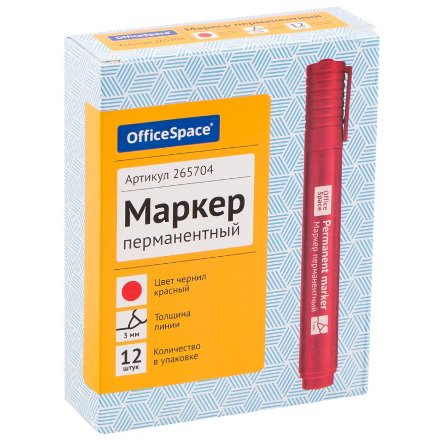 Маркер перманентный OfficeSpace КРАСНЫЙ 3 мм (136 шт.) 2
