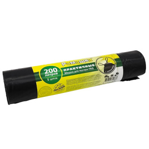 Мешок дмусора ПВД 200 л (5 шт.) рулон с завязками Ромашка (115 шт.) ЗВП-200515Ч