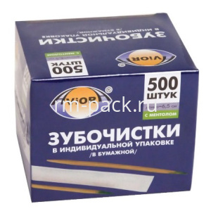 Зубочистки в индивидуальной упаковке с ментолом (500 шт.) (1/50 шт.) AVIORA 401-487
