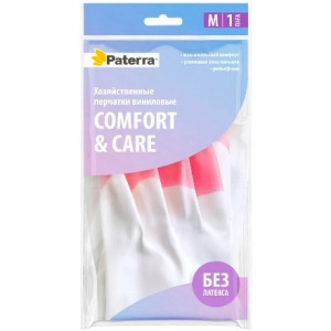 Перчатки виниловые ХОЗЯЙСТВЕННЫЕ Paterra M (1 пара) (124 шт.) 402-928