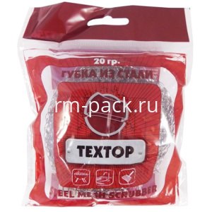 Губка металлическая  (1 шт.) 20 г в инд. упаковке "Textop" (1/120 шт.) Т756