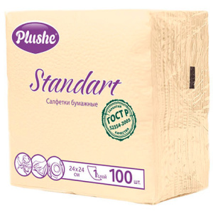Салфетка 24х24 (1 сл.) 100 л. Plushe Standart абрикос (120 шт.) 9896